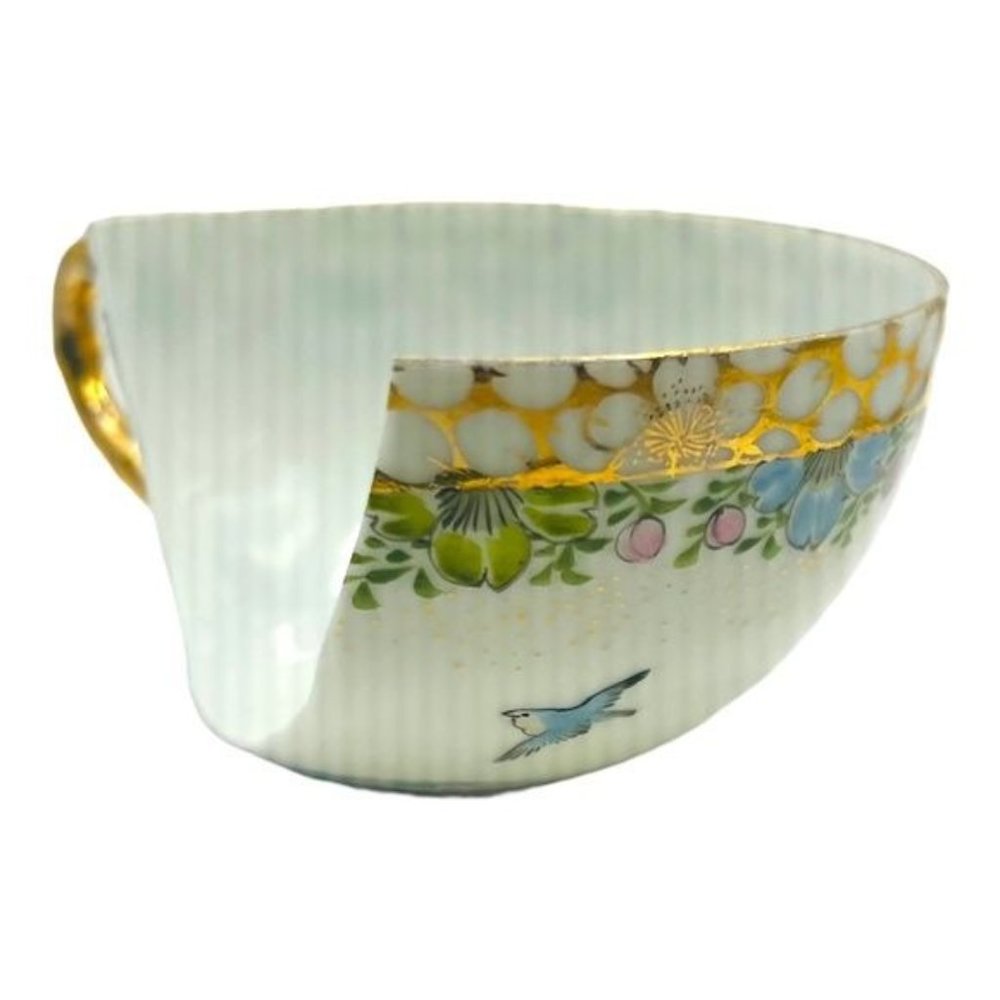 Broken China Artisan Pendant from a Vint English Fine China Cup & Crystal Dangle - Picture 16 of 17